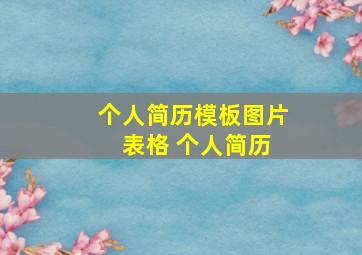 个人简历模板图片 表格 个人简历